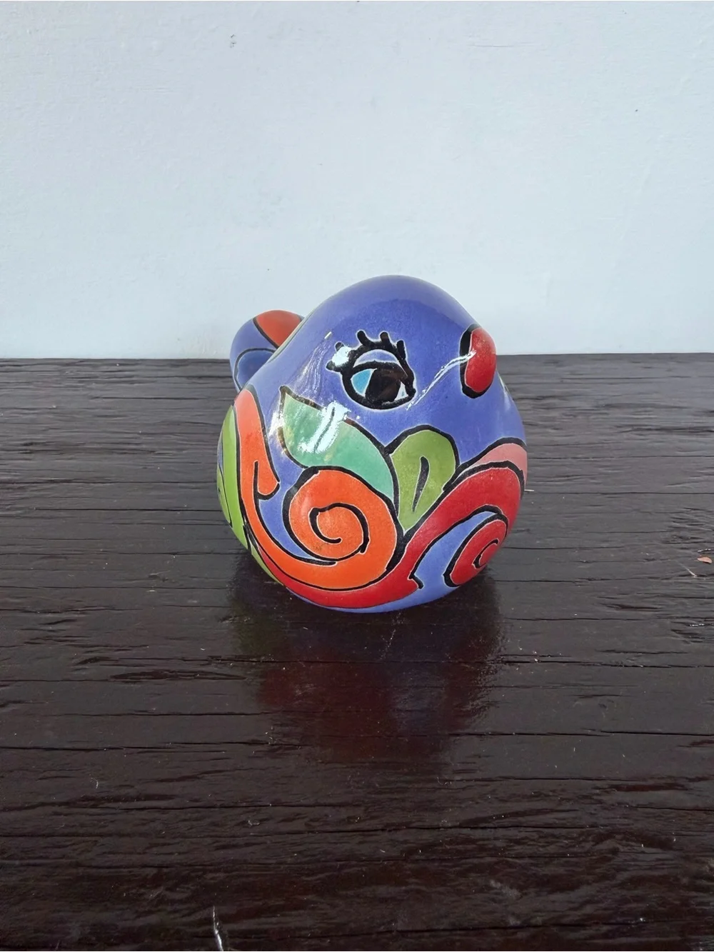 Colorful Talavera Bird Figurine Decor - Blue Multicolor